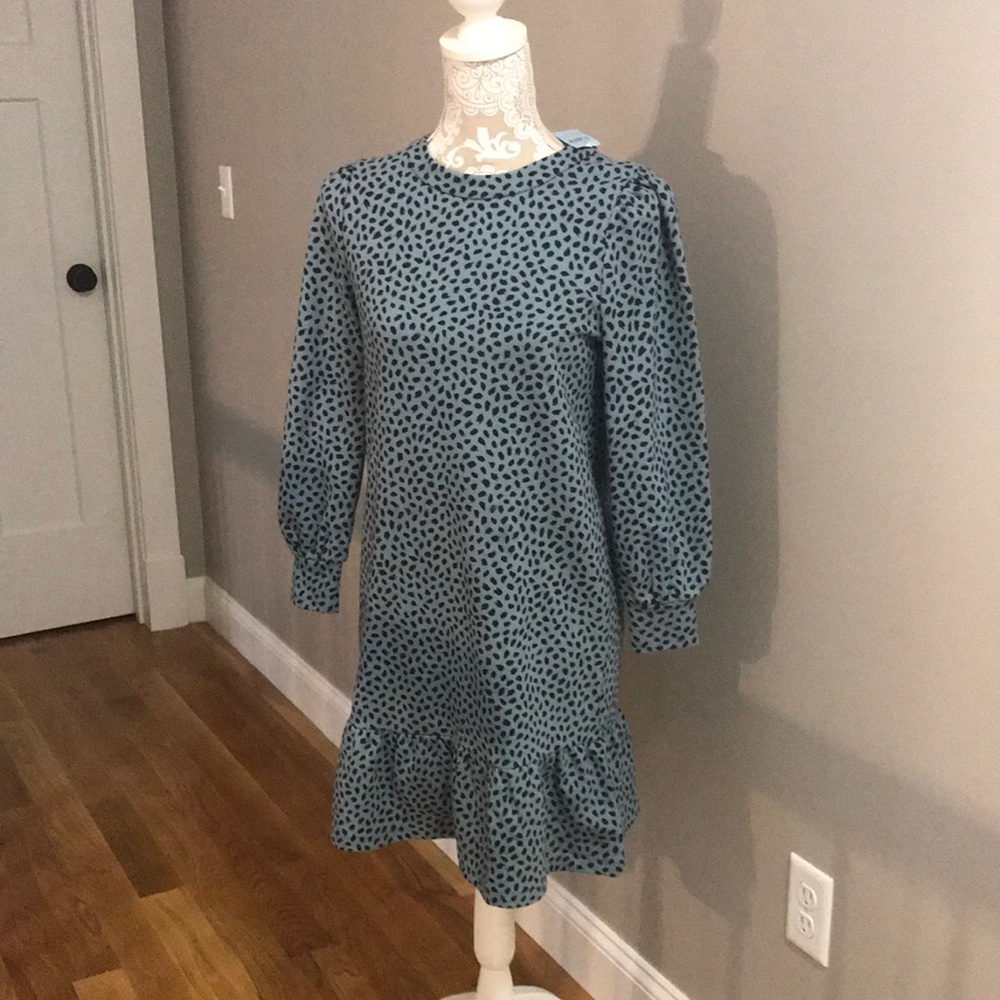 Ann Taylor Animal print peplum sweater dress - Picture 2 of 6